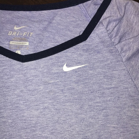 Nike Girls Dri Fit Shirt in Purple w/ Navy Trim - Picture 2 of 6